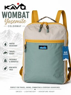 KAVU Wombat Yosemite Water Resistant Travel Backpack NWT Packable Daypack Laptop
